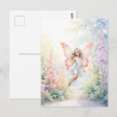 パステルかわいらしバタフライフェアリーインフラワーガーデン ポストカード (正面/裏面)