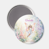 パステルかわいらしバタフライフェアリーインフラワーガーデン マグネット (正面/裏面)