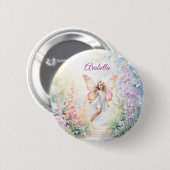 パステルかわいらしバタフライフェアリーインフラワーガーデン 缶バッジ (正面&裏面)