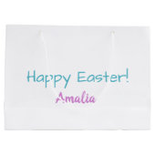パステルかわいらしバニー復活祭抱き枕名 ラージペーパーバッグ (裏面)