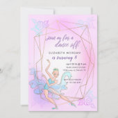 パステルかわいらしバレリナバースデーパーティー招待 (正面)