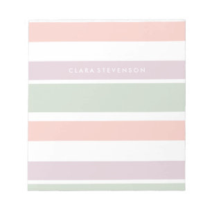 パステルかわいらしパターンのピンク色の緑の紫の紫ストライプ色 ノートパッド