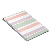 パステルかわいらしパターンのピンク色の緑の紫の紫ストライプ色 ノートブック (右側)