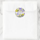 パステルかわいらしパンジーあなたのテキストスクエアステッカー ラウンドシール (バッグ)