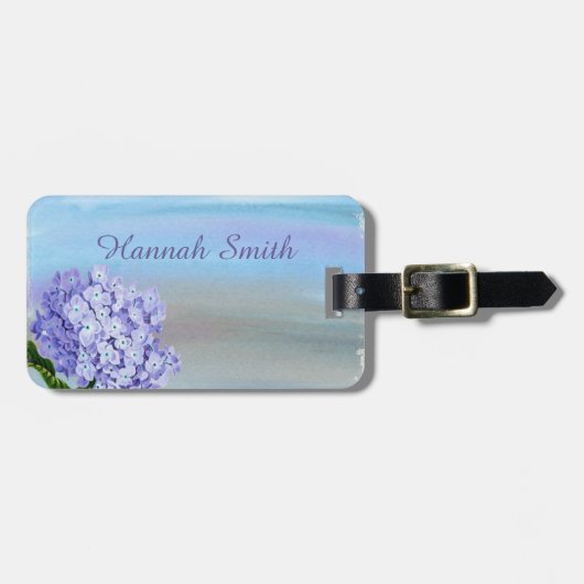 パステルかわいらしパープルアジサイの水彩色 ラゲッジタグ (正面横)