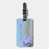 パステルかわいらしパープルアジサイの水彩色 ラゲッジタグ (正面縦)