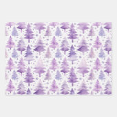 パステルかわいらしパープルウォーターカラーツリーパターン ラッピングペーパーシート (正面3)