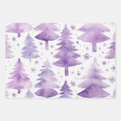 パステルかわいらしパープルウォーターカラーツリーパターン ラッピングペーパーシート (正面2)