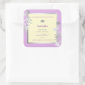 パステルかわいらしパープルクリーム製品ラベルシルバー スクエアシール (バッグ)