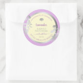 パステルかわいらしパープルクリーム製品ラベルシルバー ラウンドシール (バッグ)