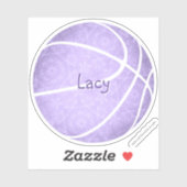 パステルかわいらしパープルバスケ女子の名前 シール (シート)