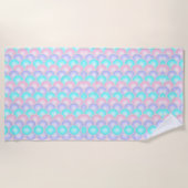 パステルかわいらしパープルピンクターコイズ人魚はかりで測 ビーチタオル (正面)