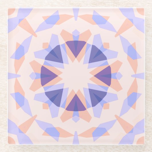 パステルかわいらしパープルピーチスターエクレクティックキッチュ ガラスコースター (正面)