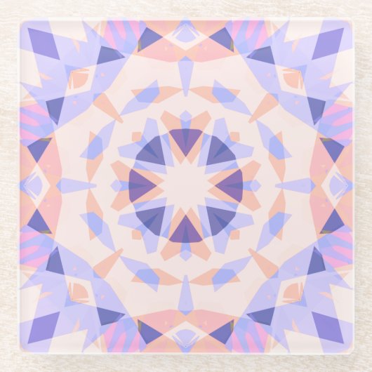 パステルかわいらしパープルピーチスターガールズデコレーション ガラスコースター (正面)