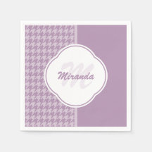 パステルかわいらしパープル千鳥格子のモノグラムと名前