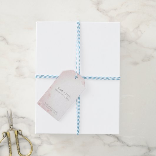 パステルかわいらしピンクさくらんぼブロッサム結婚式の引き出物 ギフトタグ (より糸付き)