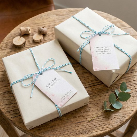 パステルかわいらしピンクさくらんぼブロッサム結婚式の引き出物 ギフトタグ