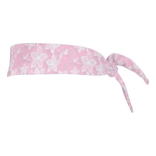 パステルかわいらしピンクの花のパターン タイヘッドバンド (回転90)