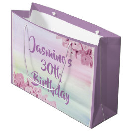 パステルかわいらしピンクアジサイ ラージペーパーバッグ