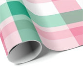 パステルかわいらしピンクアンドグリーンプレイド ラッピングペーパー (ロールコーナー)