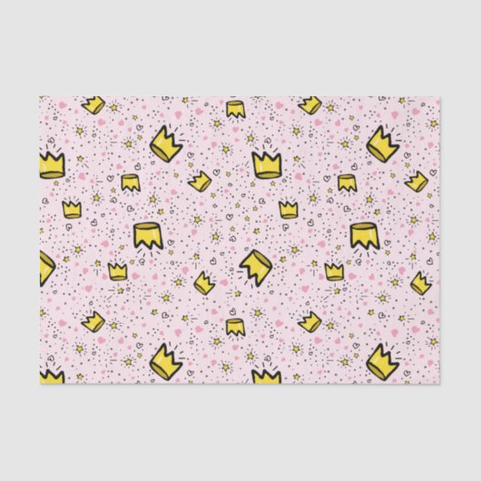 パステルかわいらしピンククラウンお洒落ドードルパターン 薄葉紙 (正面)