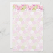 パステルかわいらしピンクグリーンパッチワークキルトデザイン 便箋 (正面/裏面)