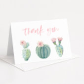 パステルかわいらしピンクサボスベビーシャワー折り畳み サンキューカード