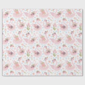 パステルかわいらしピンクスワンパターン ラッピングペーパー (フラット)