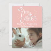 パステルかわいらしピンクハッピーイースターカスタム写真 シーズンカード (正面)