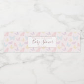 パステルかわいらしピンクバタフライ模様ベビーシャワー ペットボトルラベル (シングルラベル)