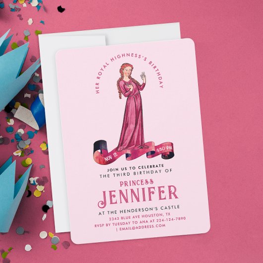 パステルかわいらしピンクプリンセスフェアリータールエンチャントド 招待状