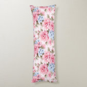 パステルかわいらしピンクホワイトブルー水彩花 ボディピロー (裏面 (縦))