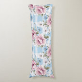パステルかわいらしピンクホワイトブルー水彩花 ボディピロー (正面縦)