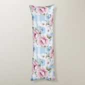 パステルかわいらしピンクホワイトブルー水彩花 ボディピロー (裏面 (縦))
