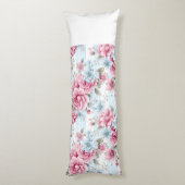 パステルかわいらしピンクホワイトブルー水彩花 ボディピロー (裏面 (縦))