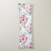 パステルかわいらしピンクホワイトブルー水彩花 ボディピロー (裏面 (縦))
