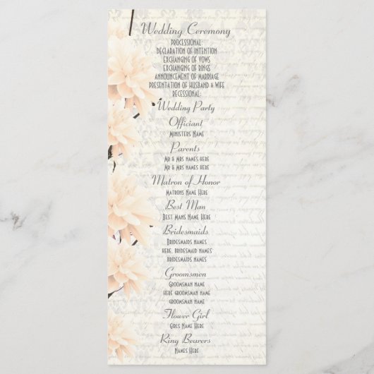 パステルかわいらしピーチフローラ教会の結婚式 プログラム (裏面)