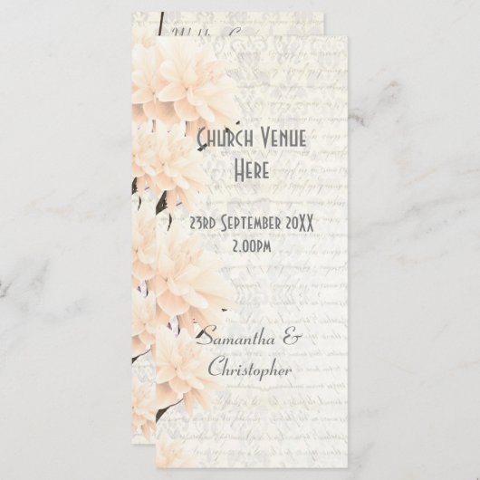 パステルかわいらしピーチフローラ教会の結婚式 プログラム (正面/裏面)