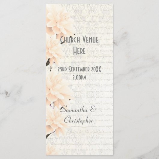 パステルかわいらしピーチフローラ教会の結婚式 プログラム (正面)