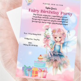 パステルかわいらしフェアリー誕生日パーティーの招待 招待状