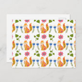 パステルかわいらしフォキシフローラルパターン シーズンポストカード (正面/裏面)