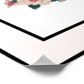 パステルかわいらしフラワーブラック輪郭ピンク縁ど ポスター (角)