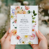 パステルかわいらしフローラブライダルシャワー 招待状