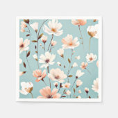 パステルかわいらしフローラルパターン スタンダードカクテルナプキン (正面)
