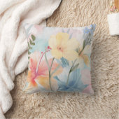 パステルかわいらしフローラ抽象芸術水カラーデザイン クッション (ブランケット)