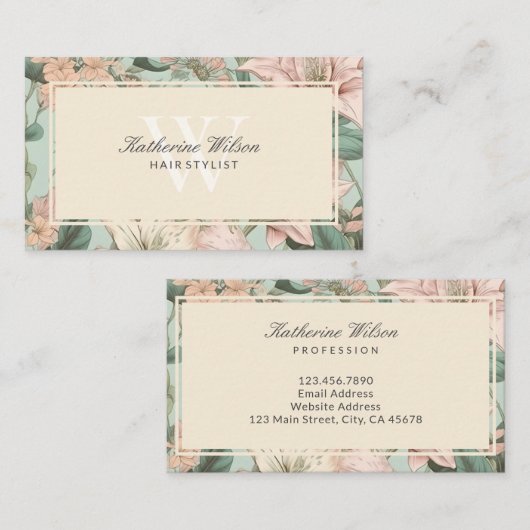 パステルかわいらしフローラ 名刺 (正面/裏面)