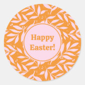 パステルかわいらしブランチ – オレンジとピンクのイースター ラウンドシール (正面)