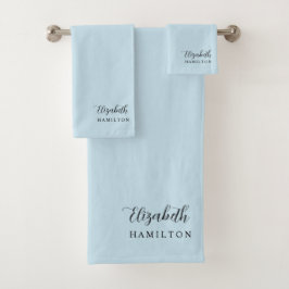 パステルかわいらしブルーパーソナライズされたバスセット バスタオルセット