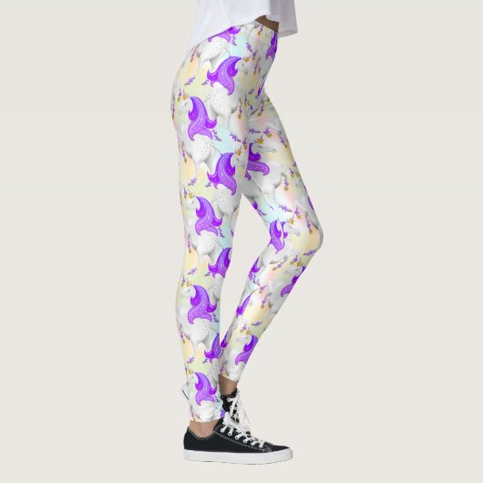 パステルかわいらしプリンセスユニコーンウィズゴールデンシューズ レギンス (右)