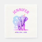 パステルかわいらしベビーピンクパープルエレファントウォータカラー スタンダードランチョンナプキン (正面)